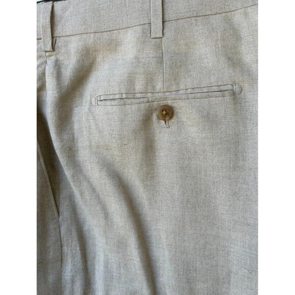 Paul Fredrick‎ Mens 100% Linen Beige Pleated Shorts 38W 10" inseam - Picture 5 of 8